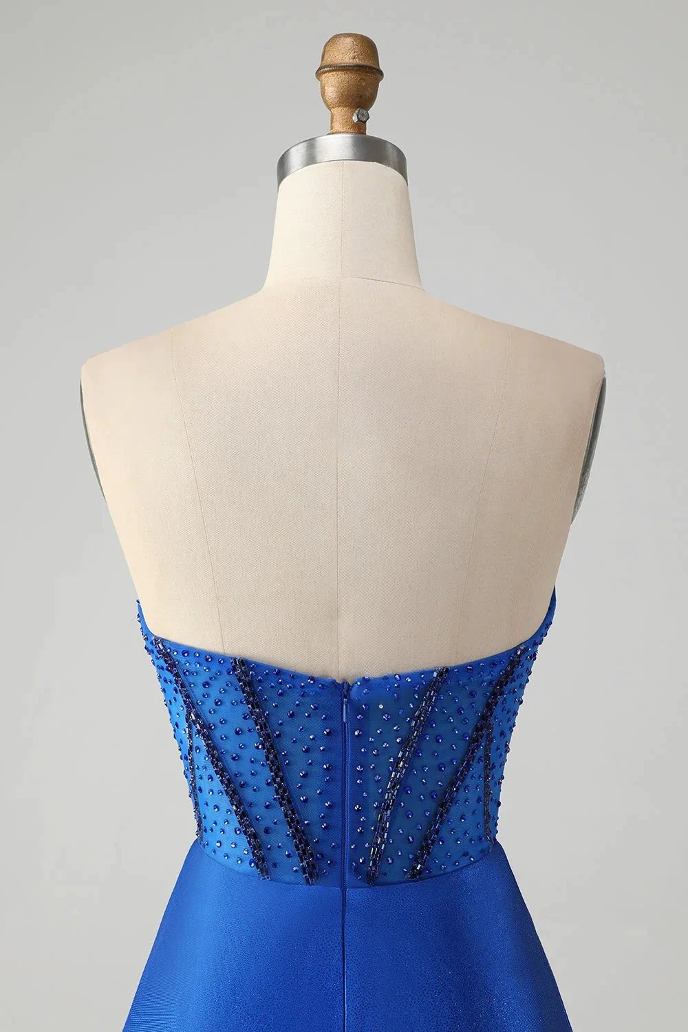 Classy Sparkly Royal Blue Tight Strapless Short Homecoming Dress with Beading by WEDTREND