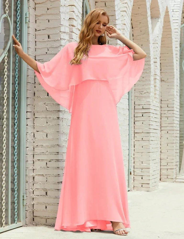 Sunnderly Bridesmaid Dress Women Long Sleeve V-Neck Chiffon Formal Wedding Party Dress SY28018 by numbersea