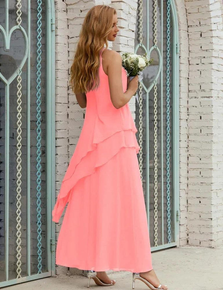 Chiffon Long Plus Size Mother of Bride Dresses Formal Bridesmaid Prom Gown SY28019 by numbersea