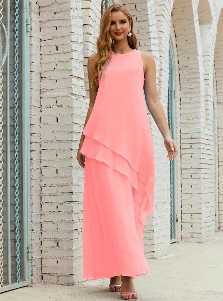 Chiffon Long Plus Size Mother of Bride Dresses Formal Bridesmaid Prom Gown SY28019 by numbersea