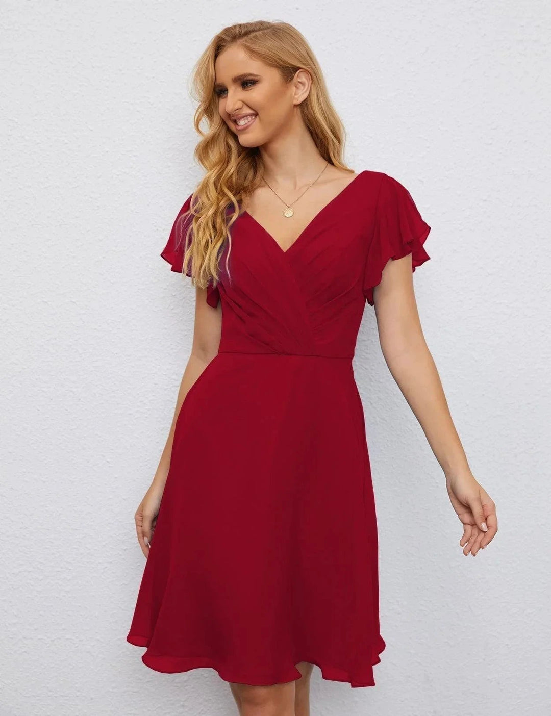 Numbersea U Back Homecoming Dress Formal Prom Dress Knee Length Short Sleeves Cocktail Party Dress 28077 by numbersea