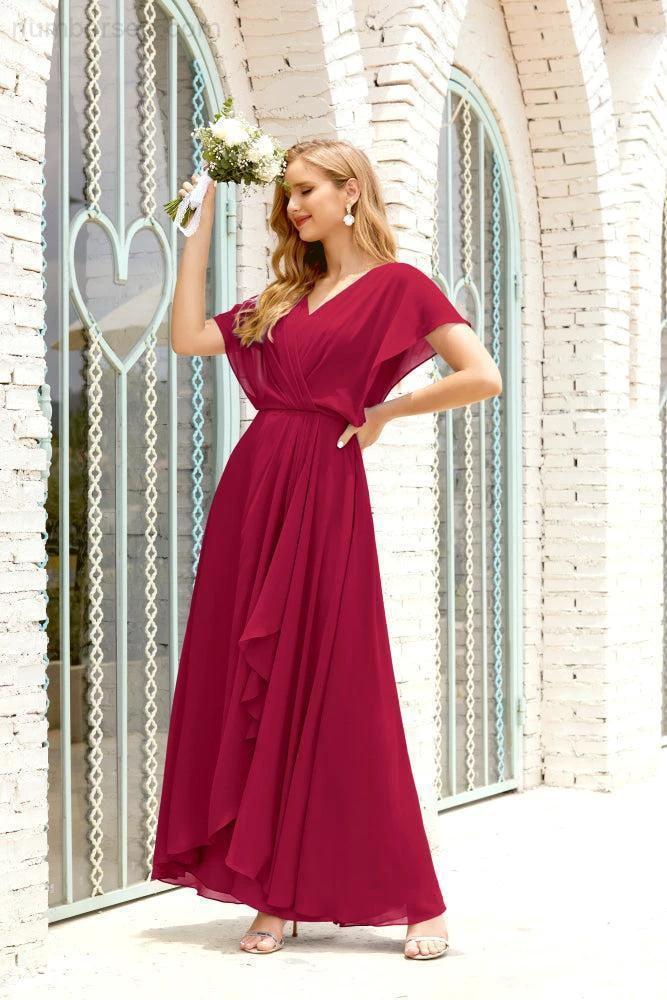 Numbersea Mother of The Bride Dresses Plus Size V-Neck Floor Length Formal Prom Dress for Wedding Guest 28020 by numbersea