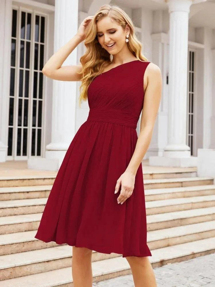 Numbersea Homecoming Dress One Shoulder Pleated Short Formal Prom Gowns 28046 by numbersea