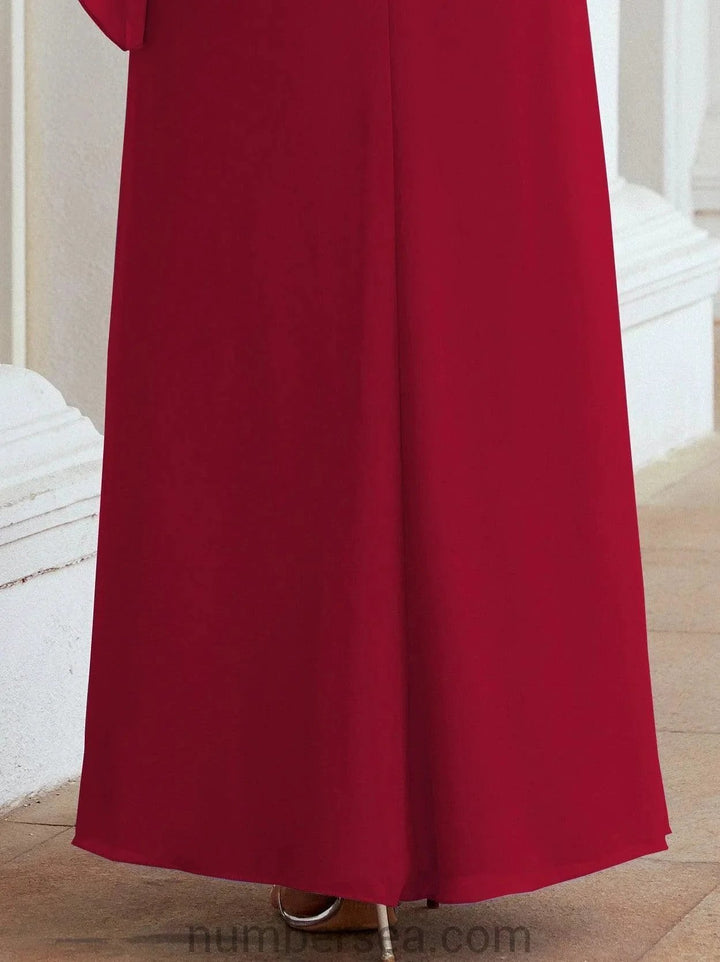 Sunnderly Formal Party Gown Dress Long Mother of The Bride Dresses with Ruffle Cape SY28026 by numbersea