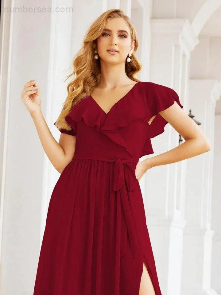 Bridesmaid Dresses with Flutter Sleeves Formal Evening Party Prom Gowns 28044 by numbersea