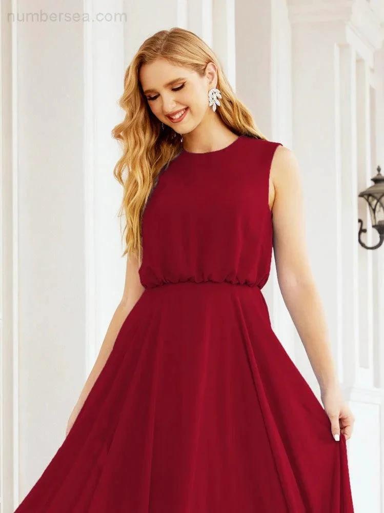 Numbersea Sleeveless Long Bridesmaid Dress A line Formal Evening Prom Gown 28025 by numbersea
