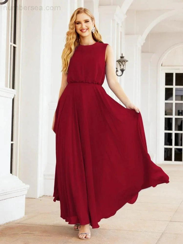 Numbersea Sleeveless Long Bridesmaid Dress A line Formal Evening Prom Gown 28025 by numbersea