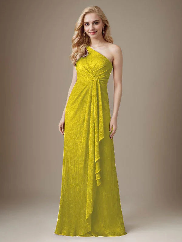 Ruby Sheath One Shoulder Metallic Mesh Dress Mother of the Bride Dress by Dreamylily