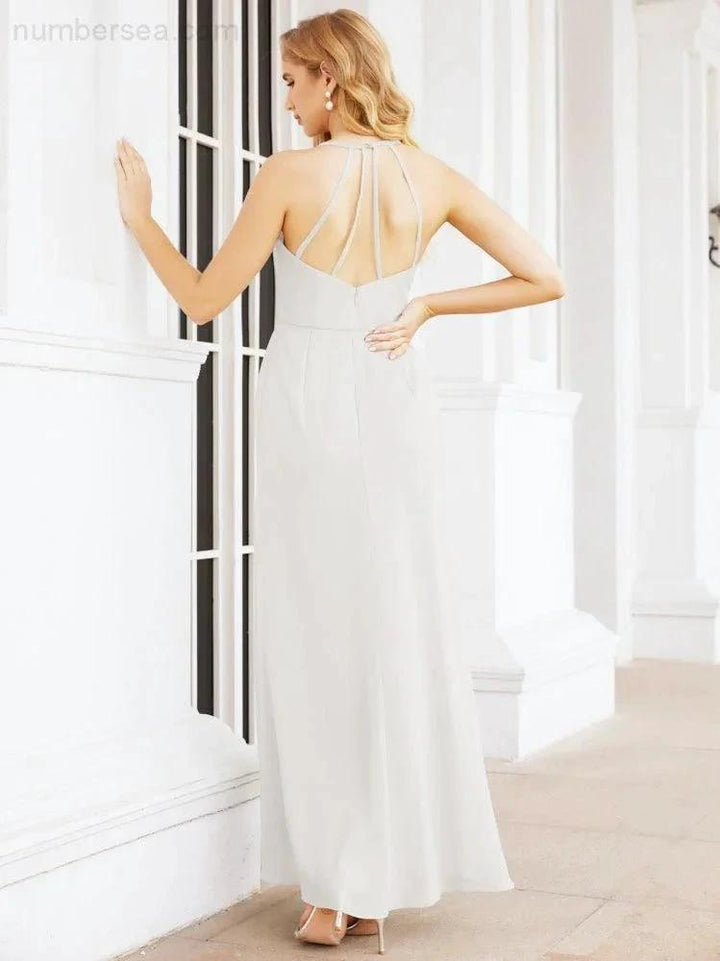 Numbersea Spaghetti Strap Bridesmaid Dresses V-Neck Long A-Line Formal Prom Gowns 28063 by numbersea