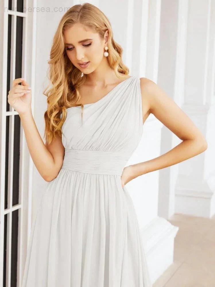 Numbersea One Shoulder Bridesmaid Dresses Long Maxi Formal Evening Party Prom Gowns 28061 by numbersea