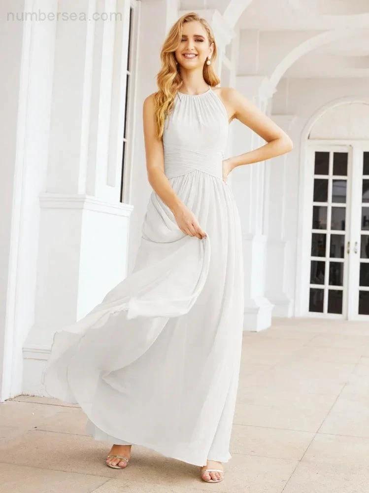 Numbersea Sleeveless Bridesmaid Dresses Long Prom Gown Zipper with Keyhole Back 28056 by numbersea
