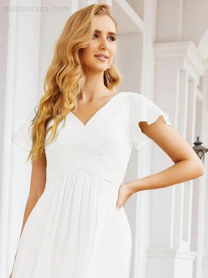 Numbersea Formal Prom Gowns for Mother of The Bride Cap Sleeves Bridesmaid Dress 28047 by numbersea