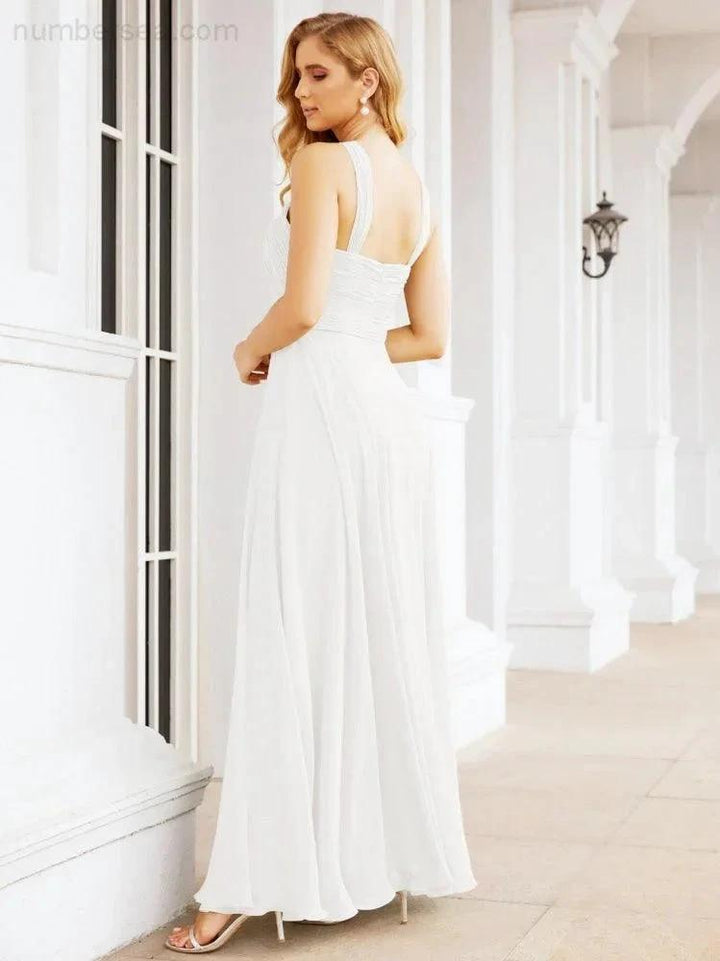 Numbersea Crisscross Halter Bridesmaid Dresses for Party Wedding Evening Prom Maxi Ball Gowns 28053 by numbersea
