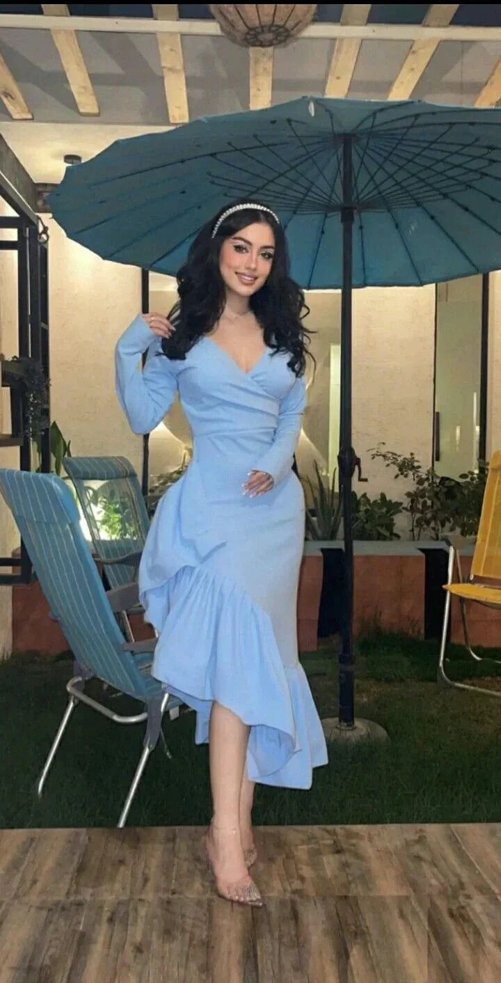 Elegant Blue V Neck Mermaid Prom Dress Formal Evening Gown Y8181 by simplepromdress