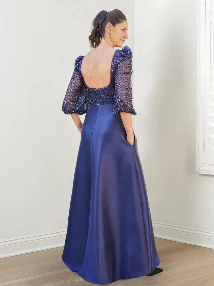 A-Line/Princess Square Neck Mother of the Bride Dresses with Sequins &amp; Pockets by Dreamylily