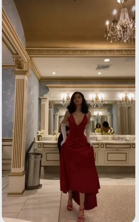 Elegant Mermaid V Neck Long Prom Dress,Classic Burgundy Evening Dress Y1648 by simplepromdress
