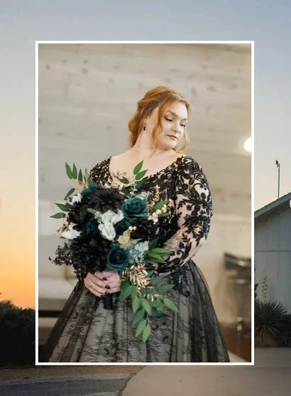 Glamorous Black Lace Wedding Dress,Gothic Bridal Gown Y7353 by simplepromdress