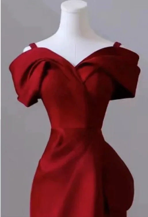Elegant red evening dress women&