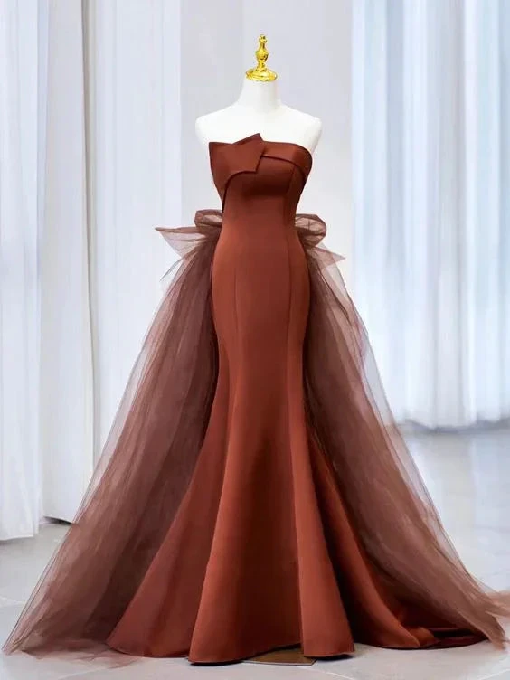 Mermaid Tulle Satin Long Prom Dress Mermaid Evening Dress Y6627 by simplepromdress