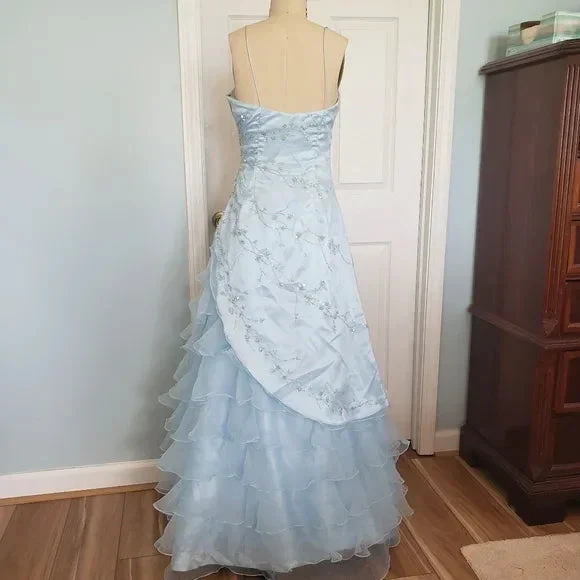 Elegant Ice Blue Sequins Beaded Ball Gown,Tulle Layered A Line Prom Dress Y7931 by simplepromdress