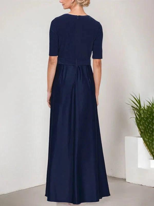 Surplice Neckline Ballgown with Full Satin Skirt &amp; Jersey Bodice by Dreamylily