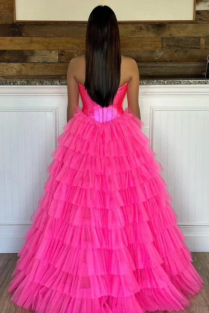 Harmony |A-Line Sweetheart Tiered Tulle Prom Dress with Slit by KissProm