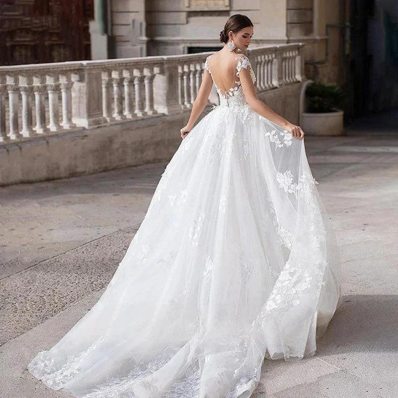 Luxury Wedding Dress 2023 Short Sleeve Applique Sleeveless Mermaid Bridal Gownes Removable Women&