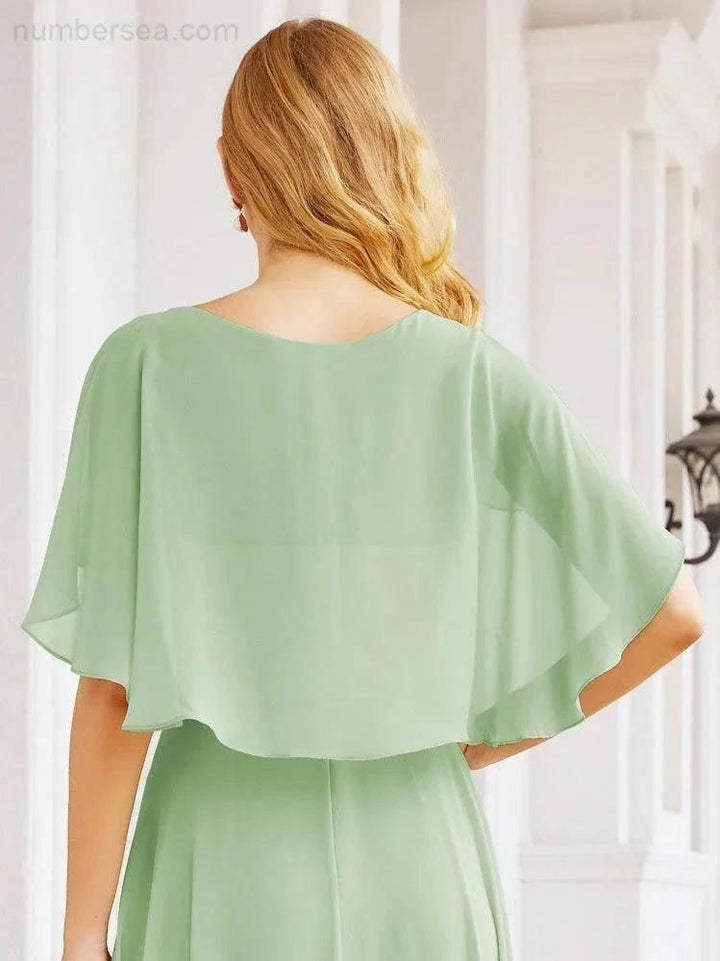Numbersea Bridesmaid Dresses for Wedding Formal Evening Party Prom Gown with Cape 28050 by numbersea