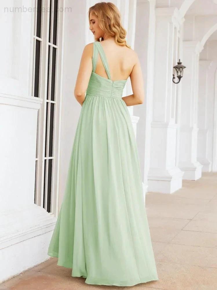 Numbersea One Shoulder Bridesmaid Dresses Long Maxi Formal Evening Party Prom Gowns 28061 by numbersea