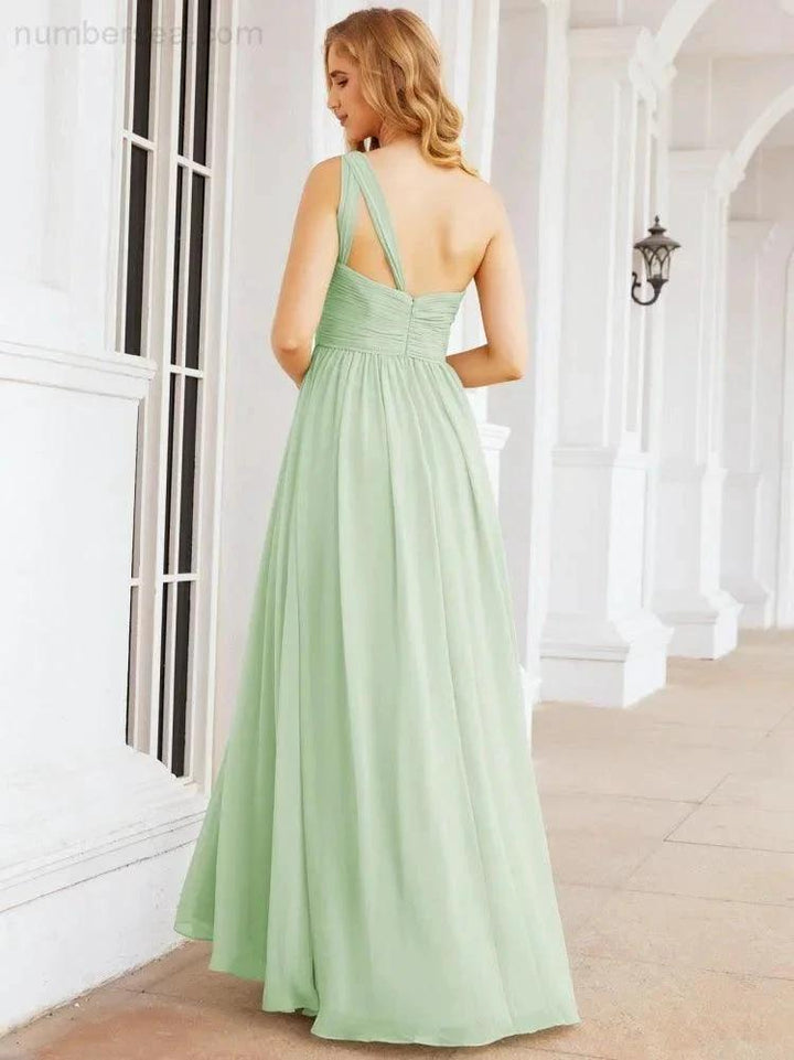 Numbersea One Shoulder Bridesmaid Dresses Long Maxi Formal Evening Party Prom Gowns 28061 by numbersea