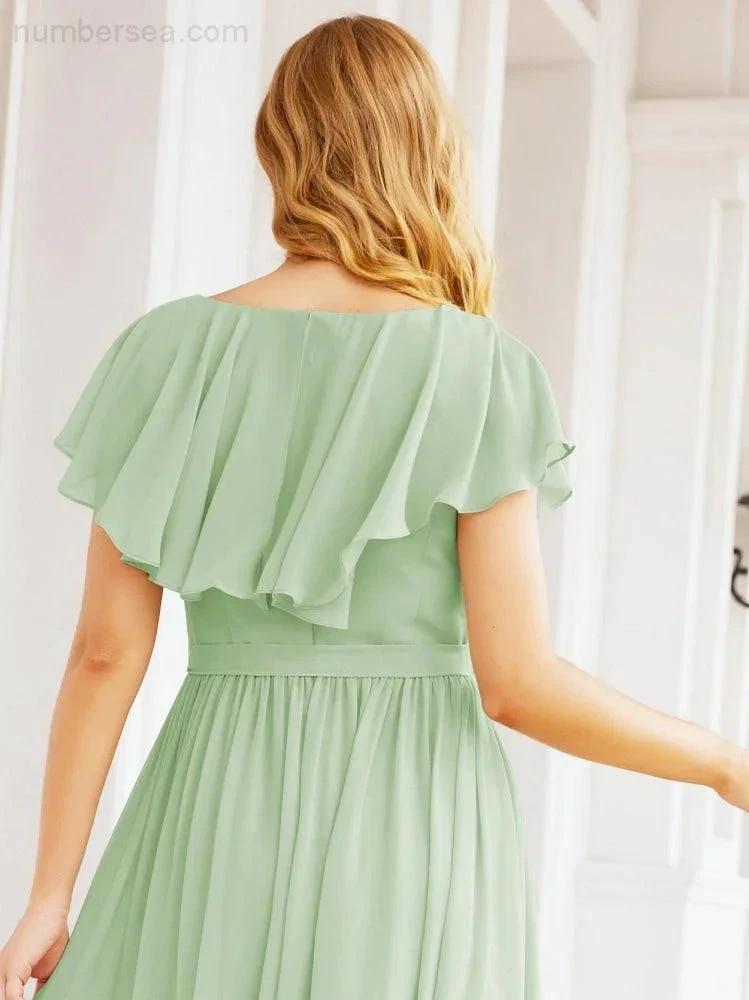 Bridesmaid Dresses with Flutter Sleeves Formal Evening Party Prom Gowns 28044 by numbersea
