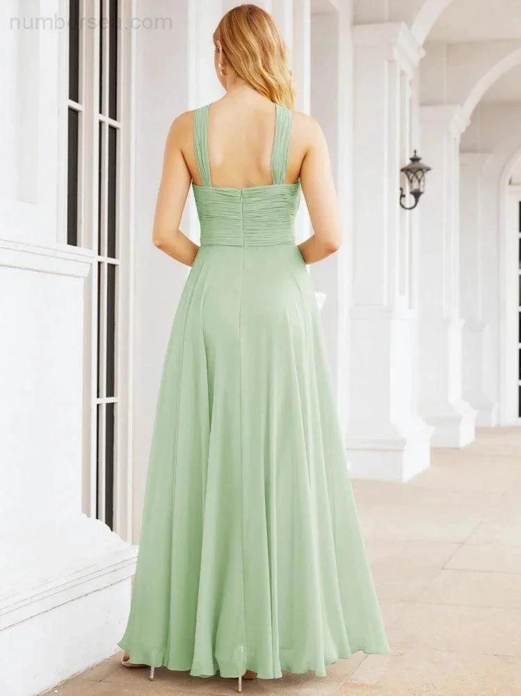 Numbersea Crisscross Halter Bridesmaid Dresses for Party Wedding Evening Prom Maxi Ball Gowns 28053 by numbersea