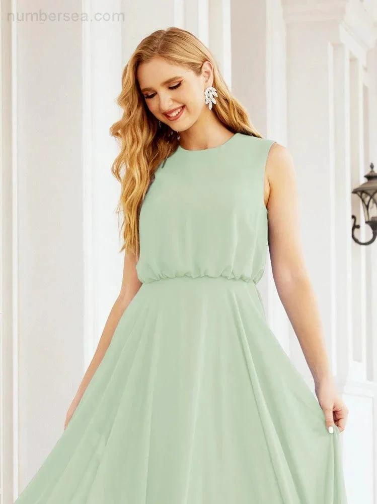 Numbersea Sleeveless Long Bridesmaid Dress A line Formal Evening Prom Gown 28025 by numbersea