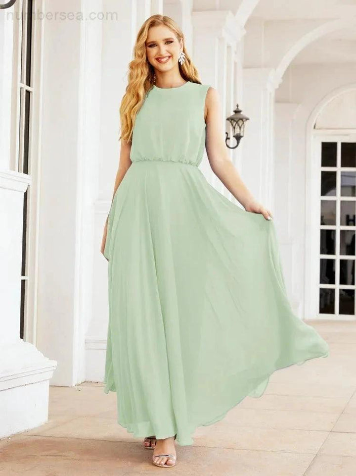 Numbersea Sleeveless Long Bridesmaid Dress A line Formal Evening Prom Gown 28025 by numbersea