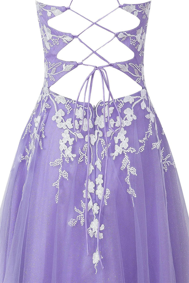 Aline Short Glitter Tulle Homecoming Dress with Appliques by KissProm