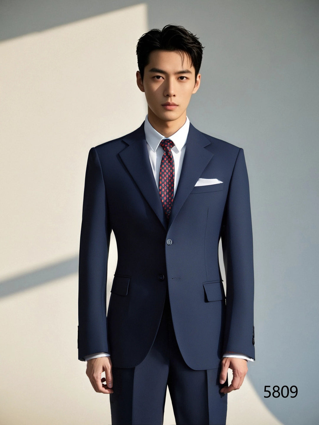 Navy Blue Wool 3-Piece Wedding Suit | Tailored Groom &amp; Groomsmen Attire by 男装