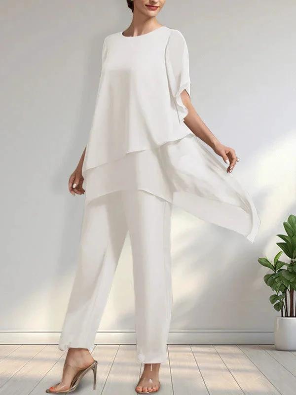 Separates Jumpsuit/Pantsuit Scoop Ankle-Length Chiffon Mother of the Bride Dress by Dreamylily