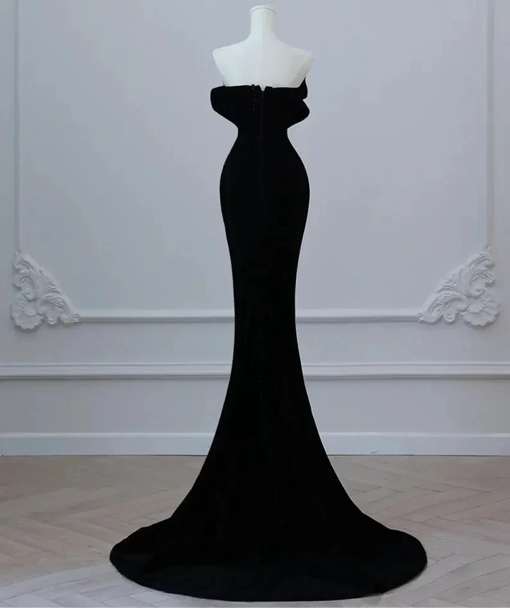 Black Luxurious Velvet Beaded Evening Dress Long Prom Dress Y7675 by simplepromdress