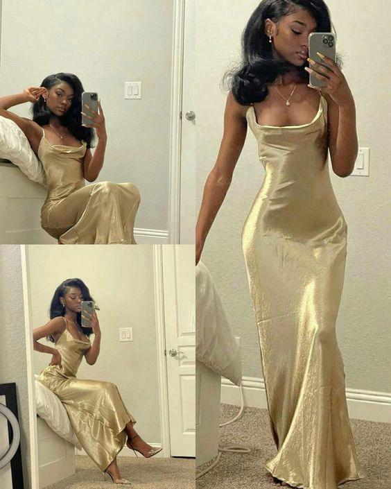 black girl gold backless evening dresses, prom dresses, sexy evening dresses Y119 by simplepromdress