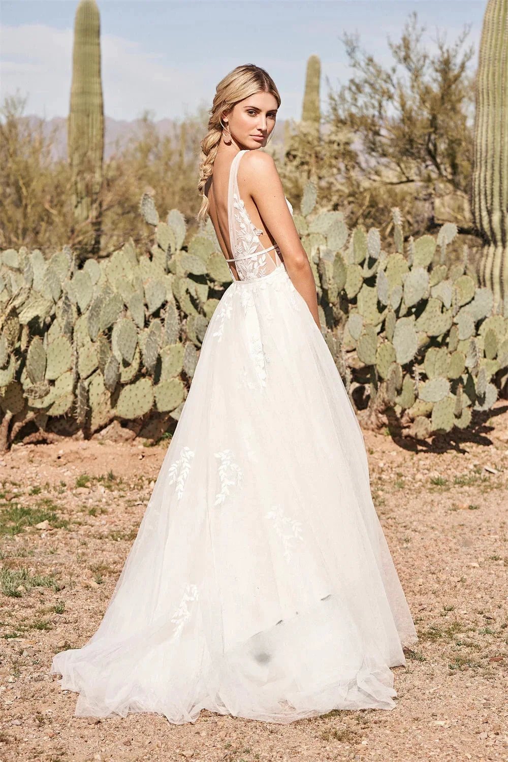 Pastrol Wedding Dresses V-neck Backless Tulle For Women 2023 Bride A-LINE Appliques Vestidos De Novia Made To Order by payinti