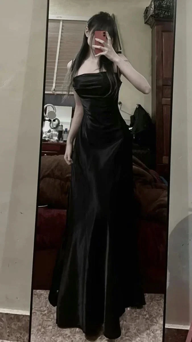 Elegant Spaghetti Straps Black Mermaid Prom Dress Sexy Evening Dress Y7669 by simplepromdress
