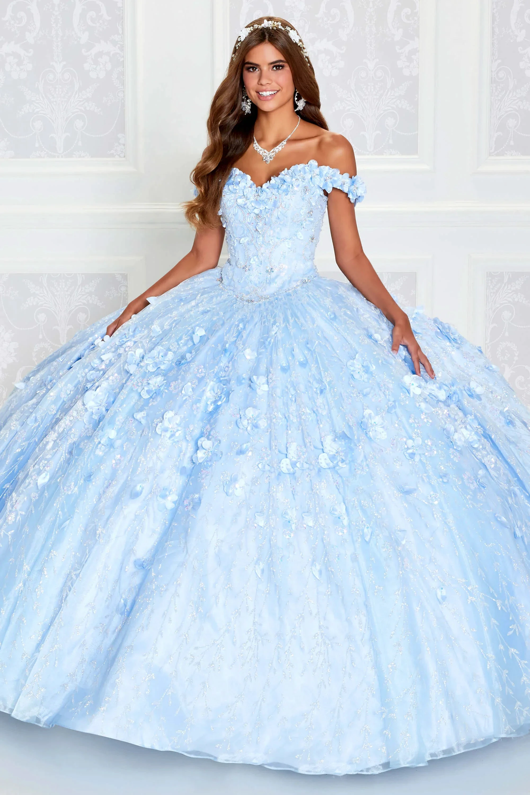 Emerald Green Hand Beaded Flower Ball Gown Quinceanera Dress Off Shoulder Sweetheart Gown Y293 by simplepromdress