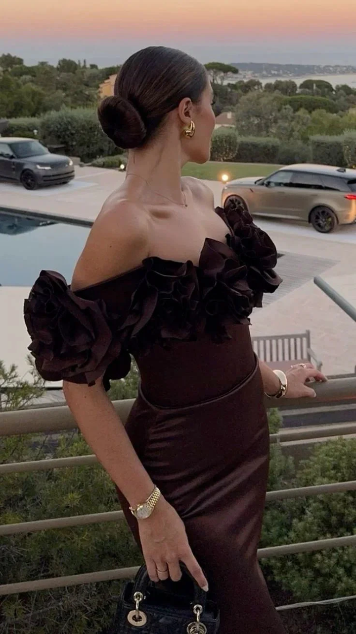 Brown Luxury Mermaid Evening Dress Off The Shoulder Long Prom Dress Y7592 by simplepromdress