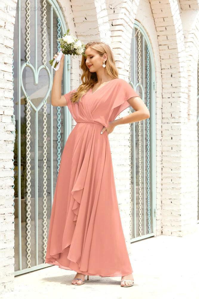 Numbersea Mother of The Bride Dresses Plus Size V-Neck Floor Length Formal Prom Dress for Wedding Guest 28020 by numbersea