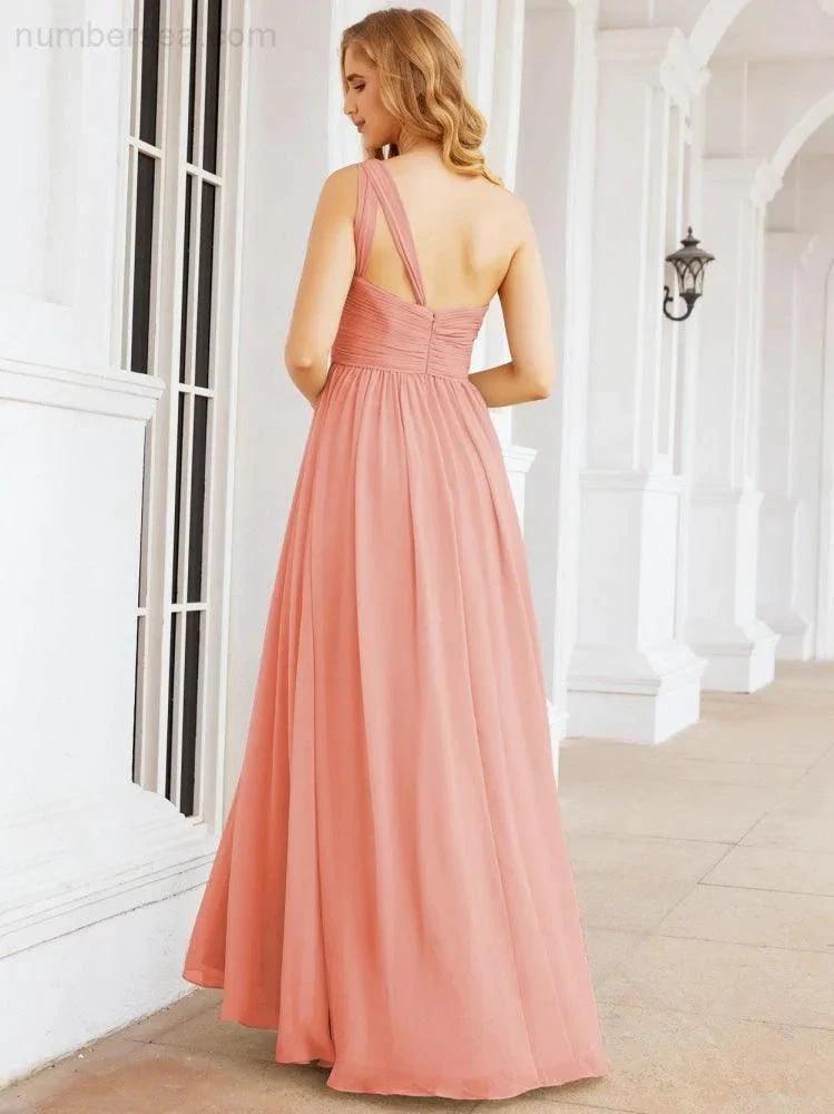 Numbersea One Shoulder Bridesmaid Dresses Long Maxi Formal Evening Party Prom Gowns 28061 by numbersea
