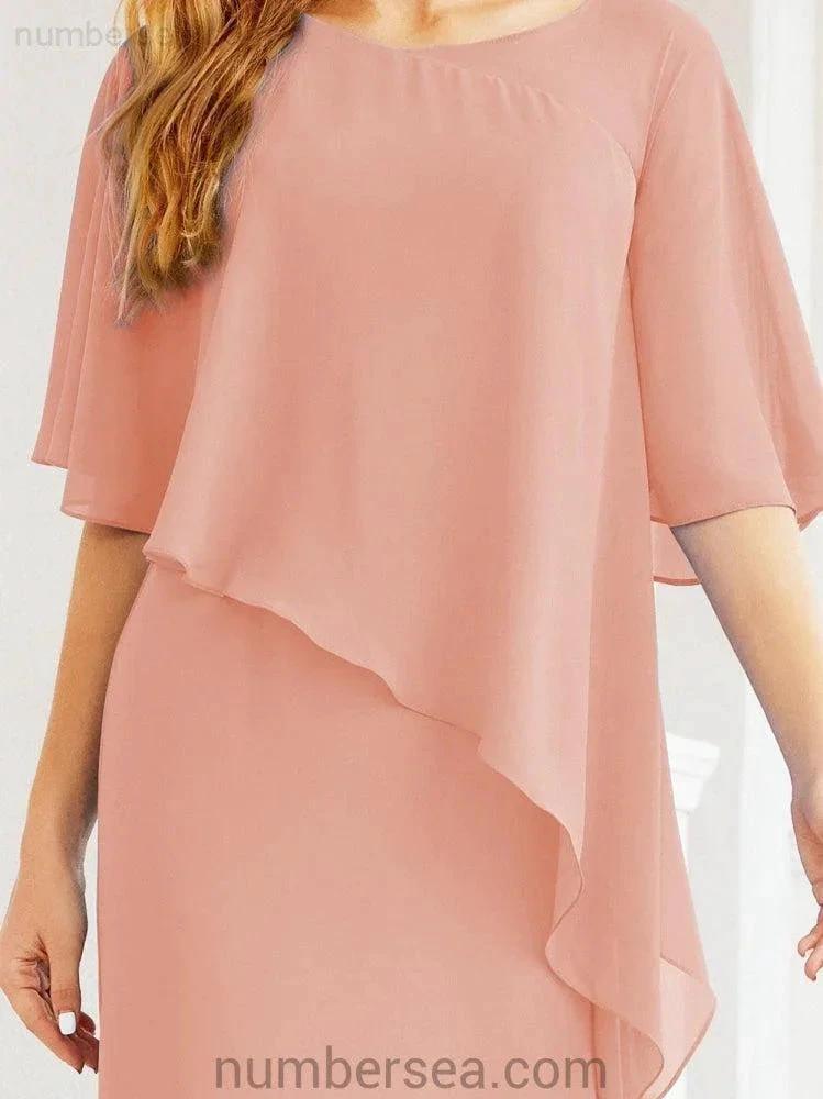 Sunnderly Formal Party Gown Dress Long Mother of The Bride Dresses with Ruffle Cape SY28026 by numbersea