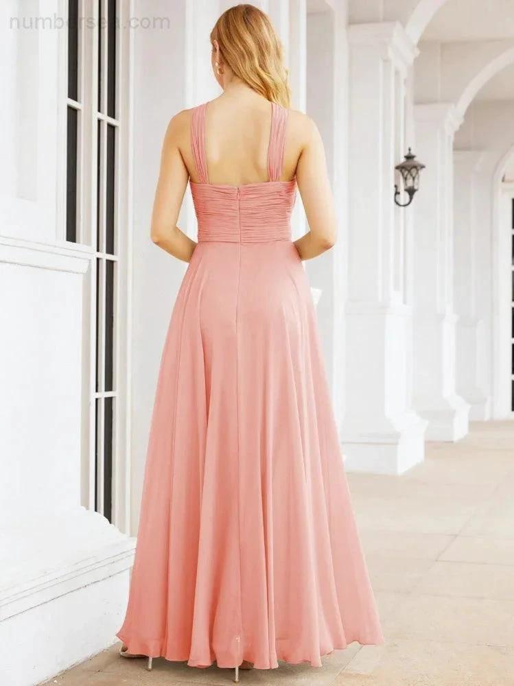 Numbersea Crisscross Halter Bridesmaid Dresses for Party Wedding Evening Prom Maxi Ball Gowns 28053 by numbersea