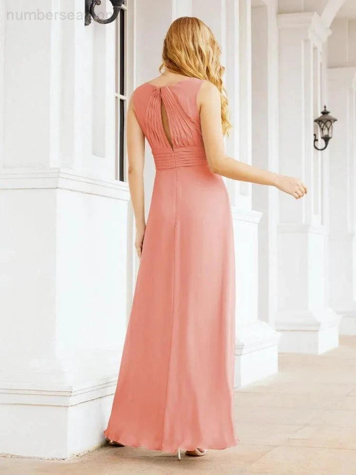 Formal Prom Gown Elegant V-Neck Sleeveless Bridesmaid Dresses for Wedding Party 28037 by numbersea