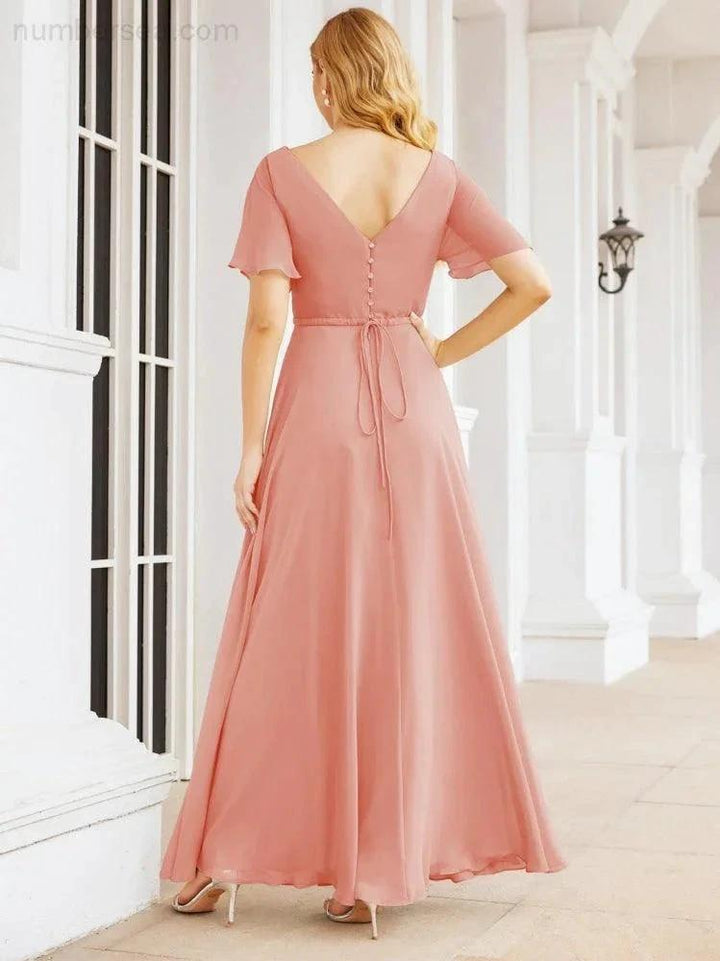 Numbersea Formal Prom Gowns for Mother of The Bride Short Sleeves Bridesmaid Dress 28049 by numbersea