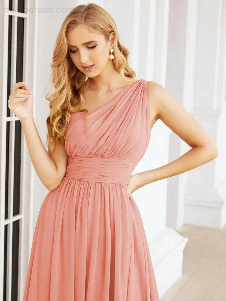 Numbersea One Shoulder Bridesmaid Dresses Long Maxi Formal Evening Party Prom Gowns 28061 by numbersea